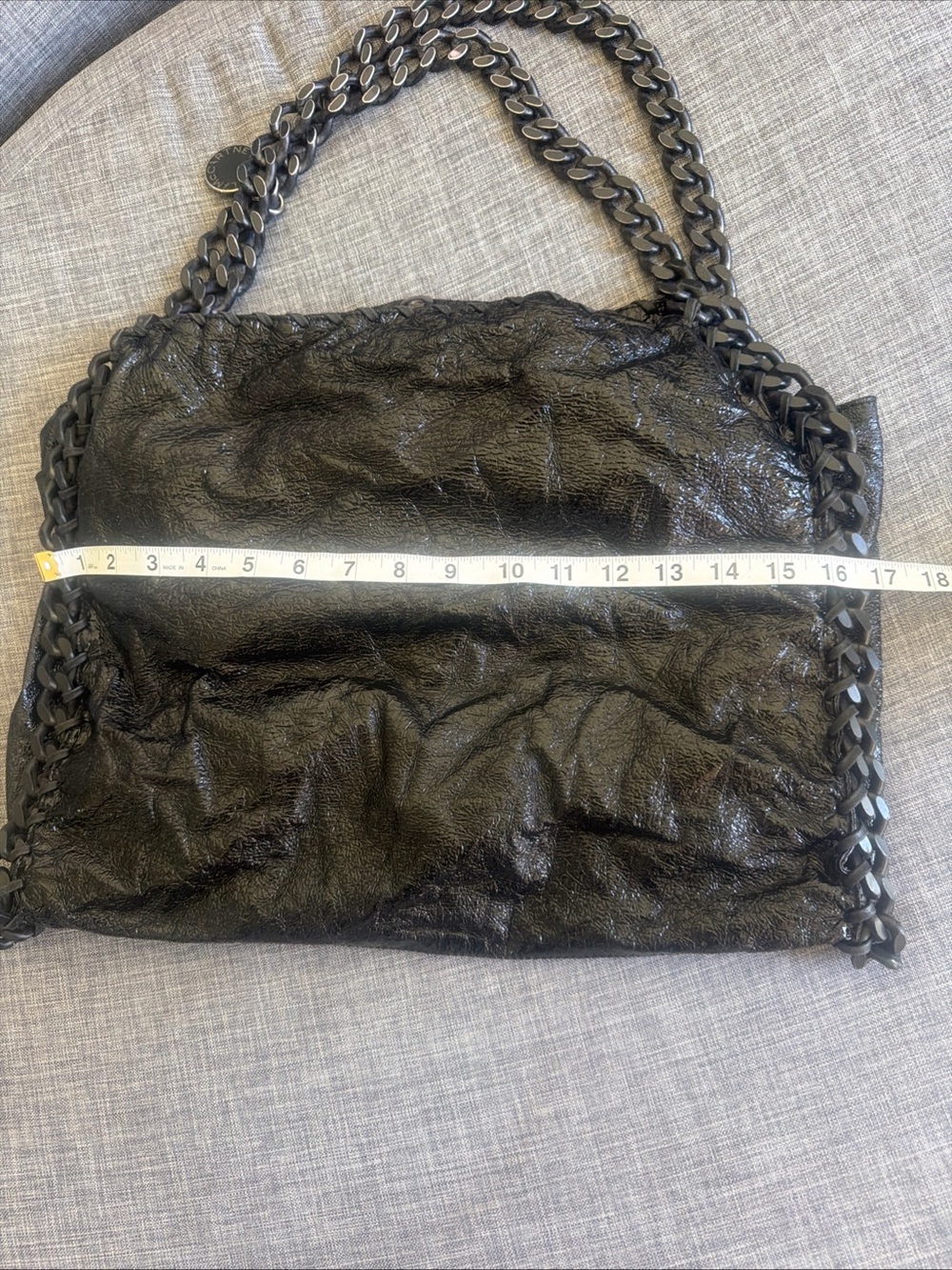 Stella McCartney Black Shiny Chain-Trim Tote - Picture 10 of 11